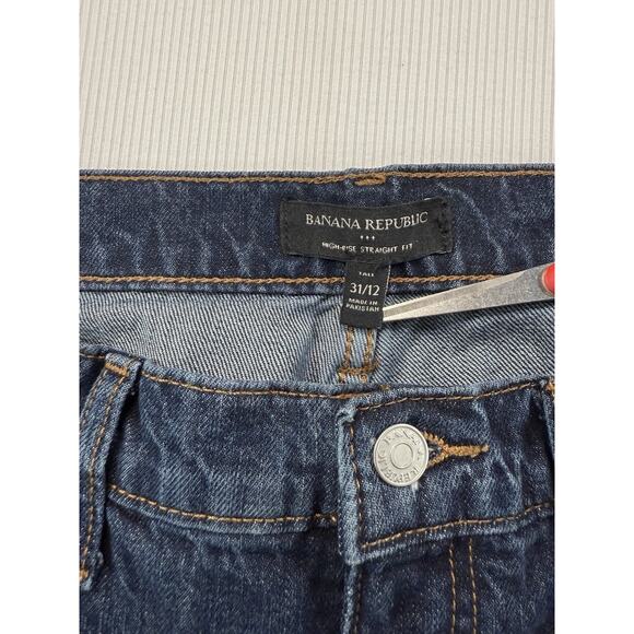 Banana Republic High Rise Straight Jeans Women’s 31/12 Tall Washwell 100% Cotton - Picture 4 of 10